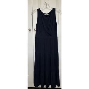 Boden Blue Crossover Sleeveless V-Neck Knee Length Dress Women's 4R Tiered